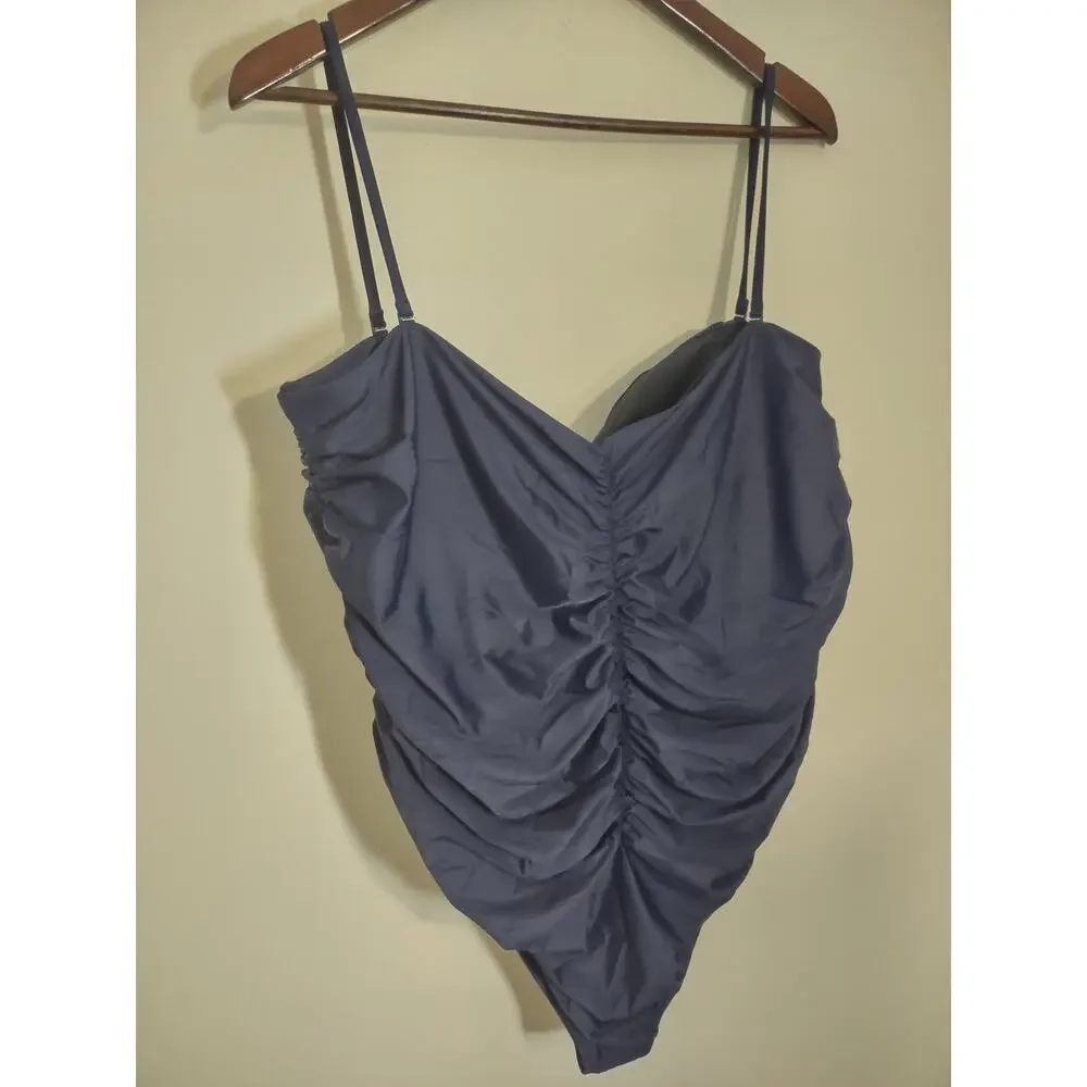 J. Crew Swim Ruched Sweetheart One Piece Navy Size 24‎